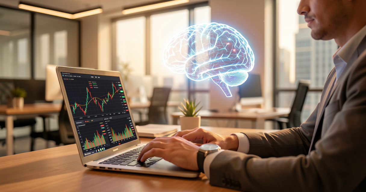 Utilisation de l'intelligence artificielle pour analyser les marchés boursiers sur un ordinateur portable
