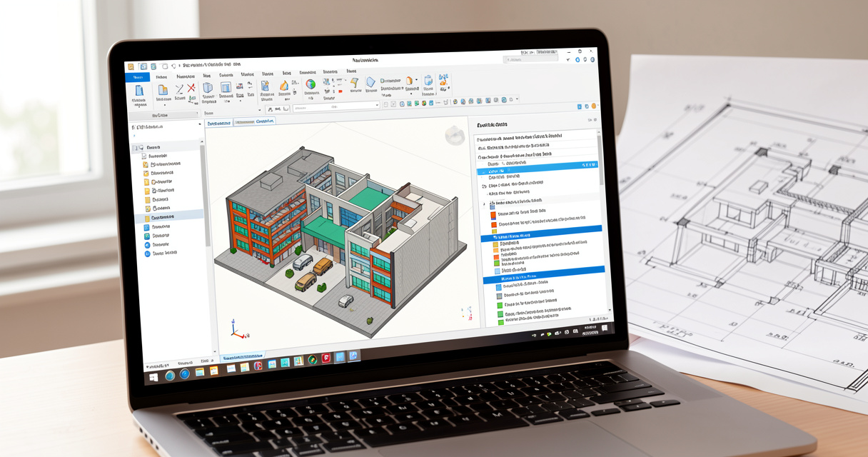 Interface Navisworks avec modèle fédéré 3D et rapport de clash detection visible