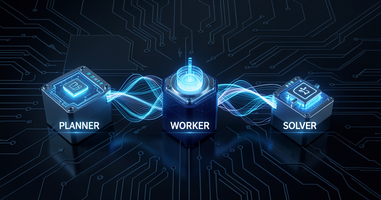 Architecture modulaire ReWOO avec les trois composants Planneur Worker et Solveur