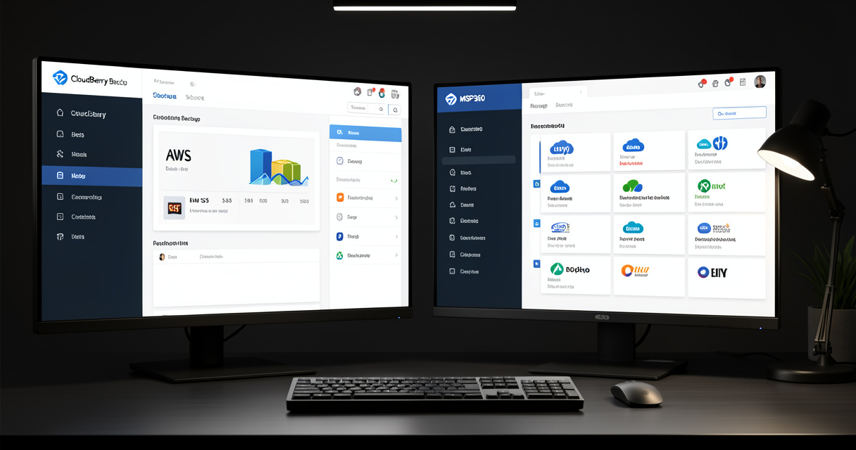 Interface de CloudBerry Backup avec connexion à plusieurs fournisseurs cloud