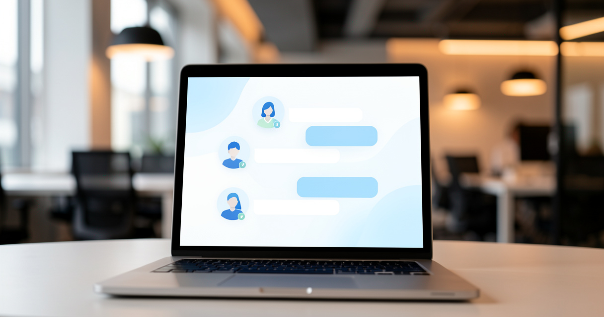 Agent IA Chatbase en action sur ordinateur portable au bureau